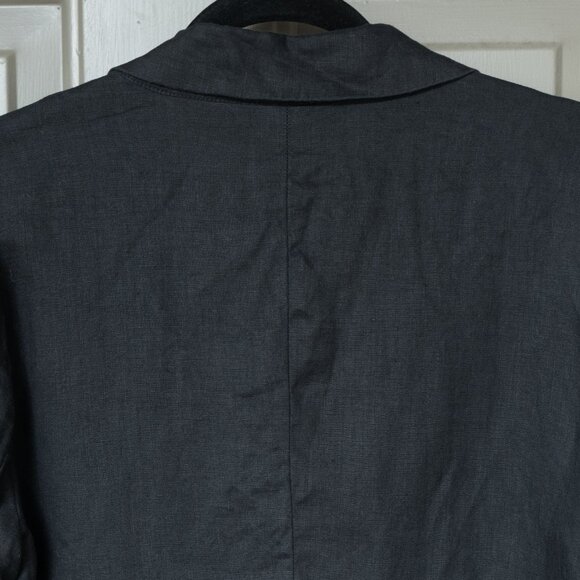 Quince Linen Blazer Jacket Black Scandi Girl Minimal Goth One Button Coat - Picture 9 of 13